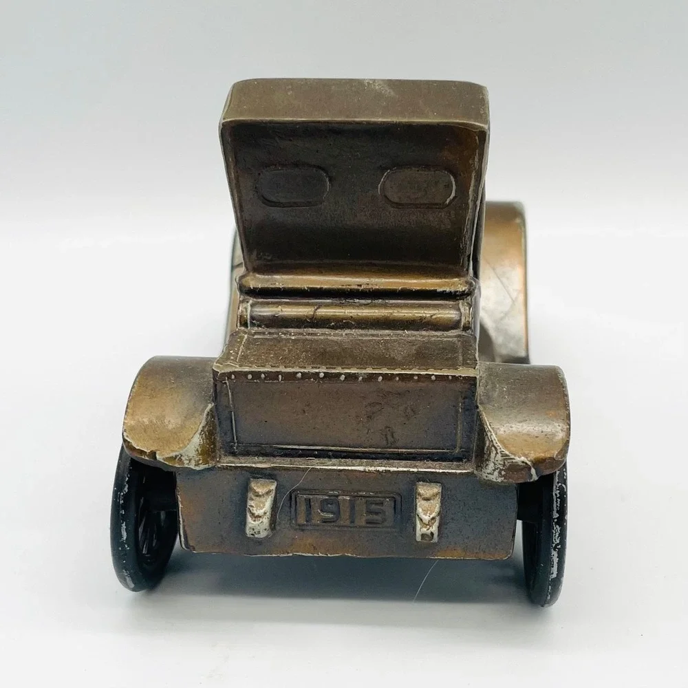 Peoples National Bank 1915 Model T Car Coin Bank Bronze Tone Vintage New Jersey
